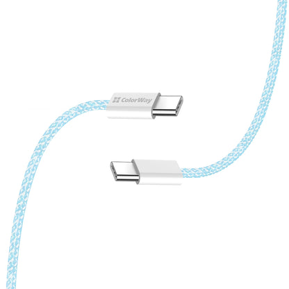Data- en Oplaadkabel USB-C - USB-C ColorWay CW-CBPDCC061, 60W, 1m, Blauw