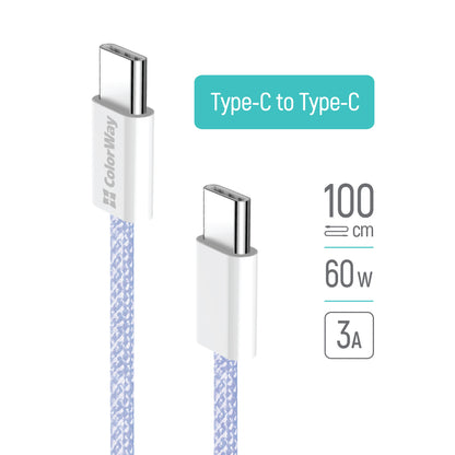 USB-C Data and Charging Cable - USB-C ColorWay CW-CBPDCC061, 60W, 1m, Purple