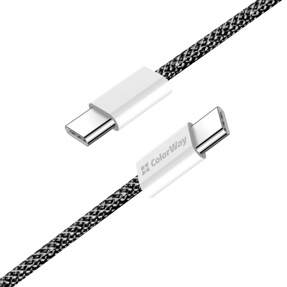 Data- en Oplaadkabel USB-C - USB-C ColorWay CW-CBPDCC061, 60W, 1m, Zwart
