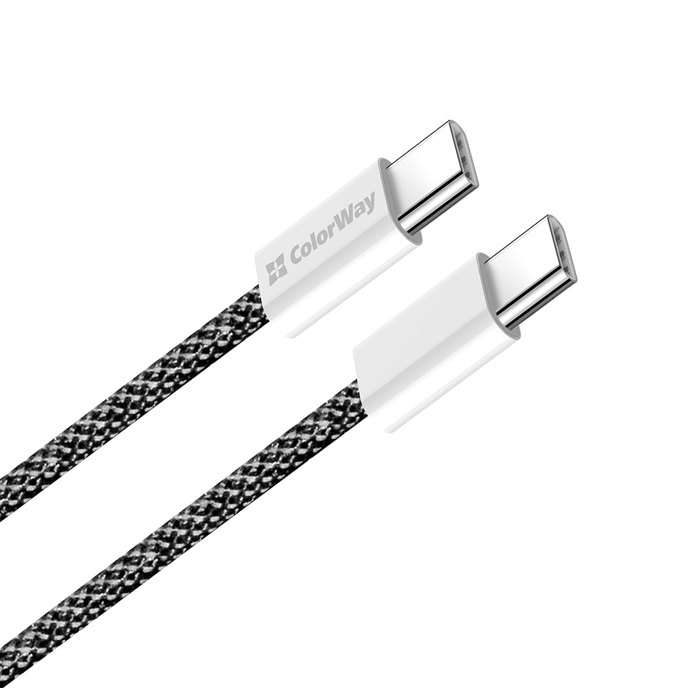 Data- en Oplaadkabel USB-C - USB-C ColorWay CW-CBPDCC061, 60W, 1m, Zwart