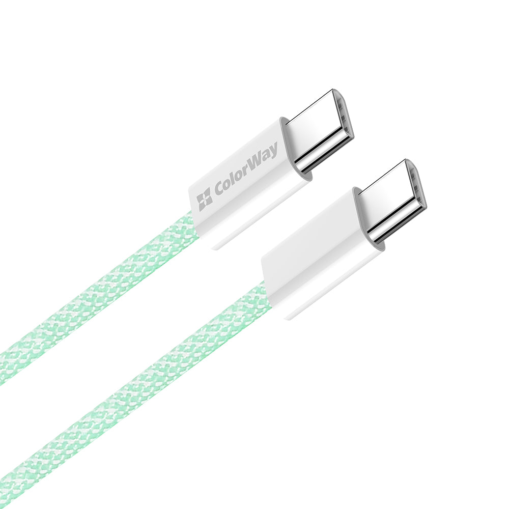 Data- en Oplaadkabel USB-C - USB-C ColorWay CW-CBPDCC061, 60W, 1m, Groen