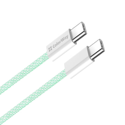 Data- en Oplaadkabel USB-C - USB-C ColorWay CW-CBPDCC061, 60W, 1m, Groen