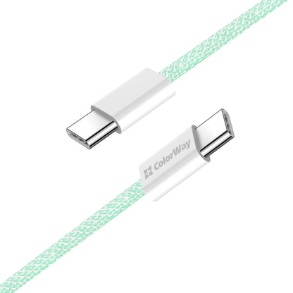 Data- en Oplaadkabel USB-C - USB-C ColorWay CW-CBPDCC061, 60W, 1m, Groen