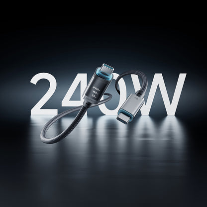 USB-C Data- en Oplaadkabel - USB-C Cuktech CTC620P Display, 240W, 2m, Zwart CCTC620POSBK