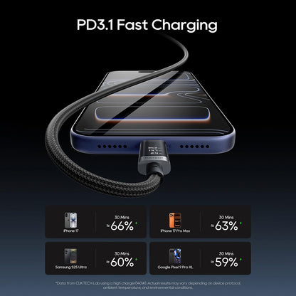 USB-C Data- en Oplaadkabel - USB-C Cuktech CTC620P Display, 240W, 2m, Zwart CCTC620POSBK
