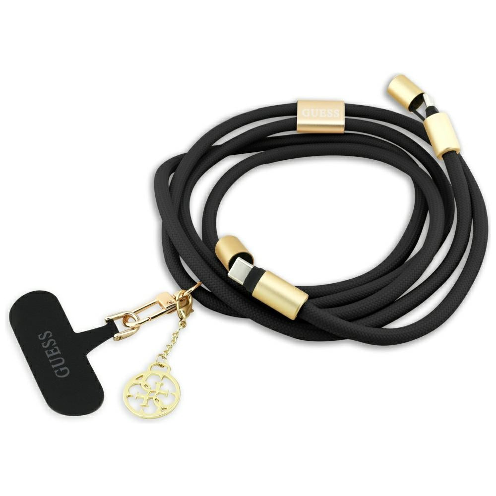 USB-C - USB-C Data- en Oplaadkabel Guess CBDY 4G Charm, 100W, 1.5m, Zwart