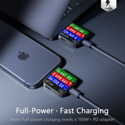 Data- en Oplaadkabel USB-C - USB-C Lisen, 240W, 2m, Set van 2 stuks, Marineblauw YL0123070023