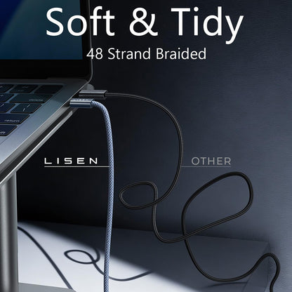 Data- en Oplaadkabel USB-C - USB-C Lisen, 240W, 2m, Set van 2 stuks, Marineblauw YL0123070023