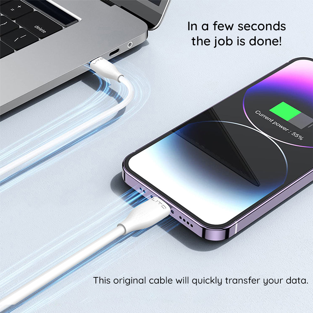 Data- en Oplaadkabel USB-C - USB-C Lito LD03, 60W, 1m, Wit