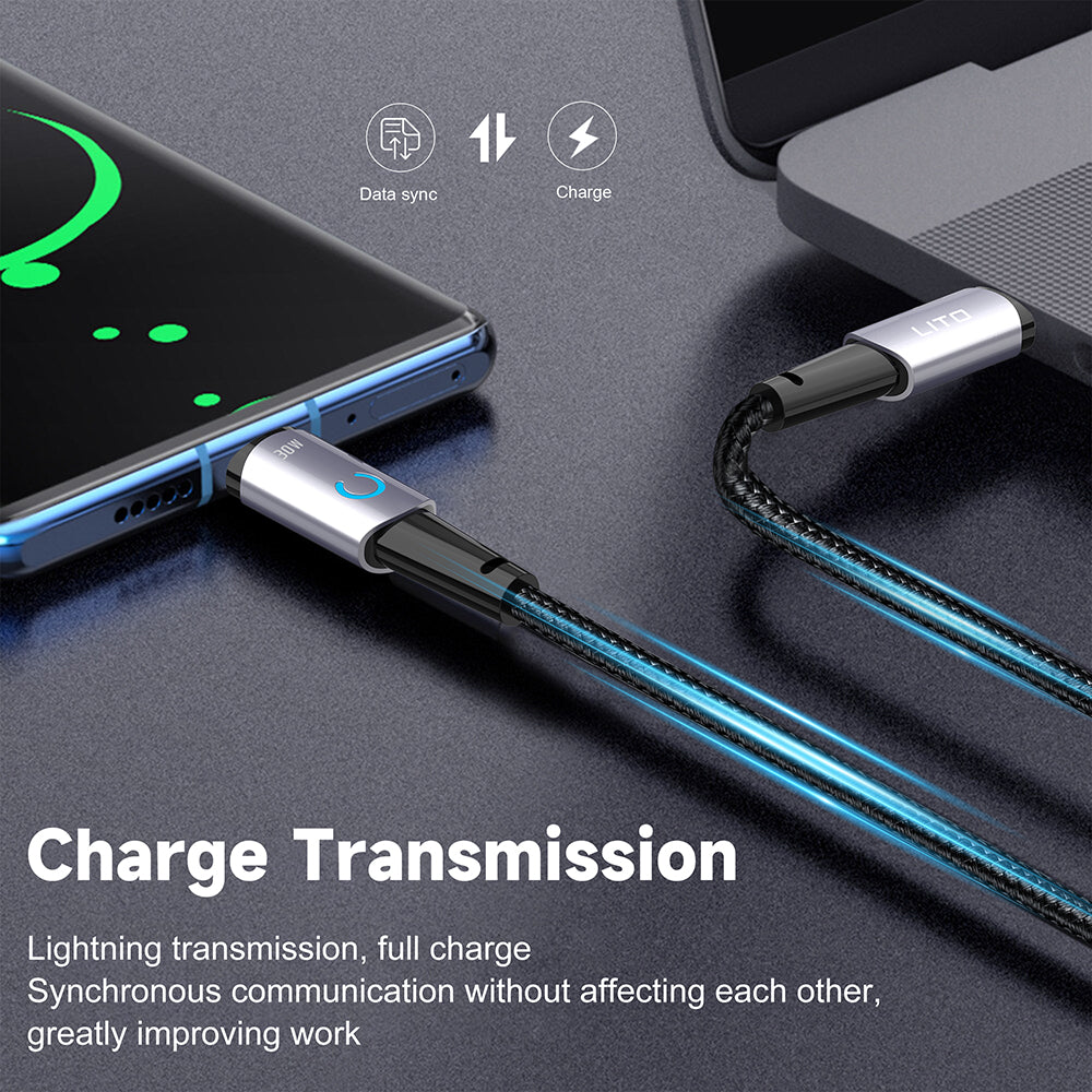 Data- en Oplaadkabel USB-C - USB-C Lito LD10CC, 60W, 1m, Zwart