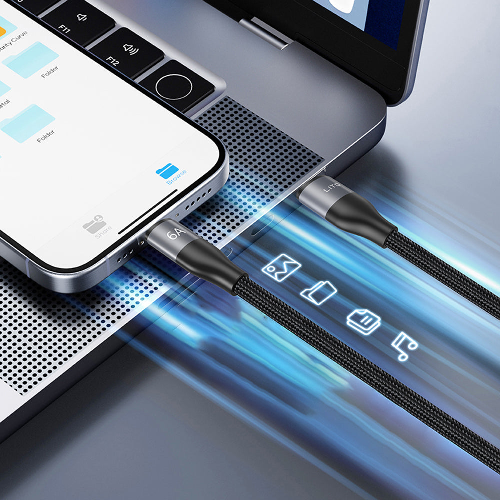 USB-C Data- en Oplaadkabel - USB-C Lito LD23CC, 100W, 1m, Gri