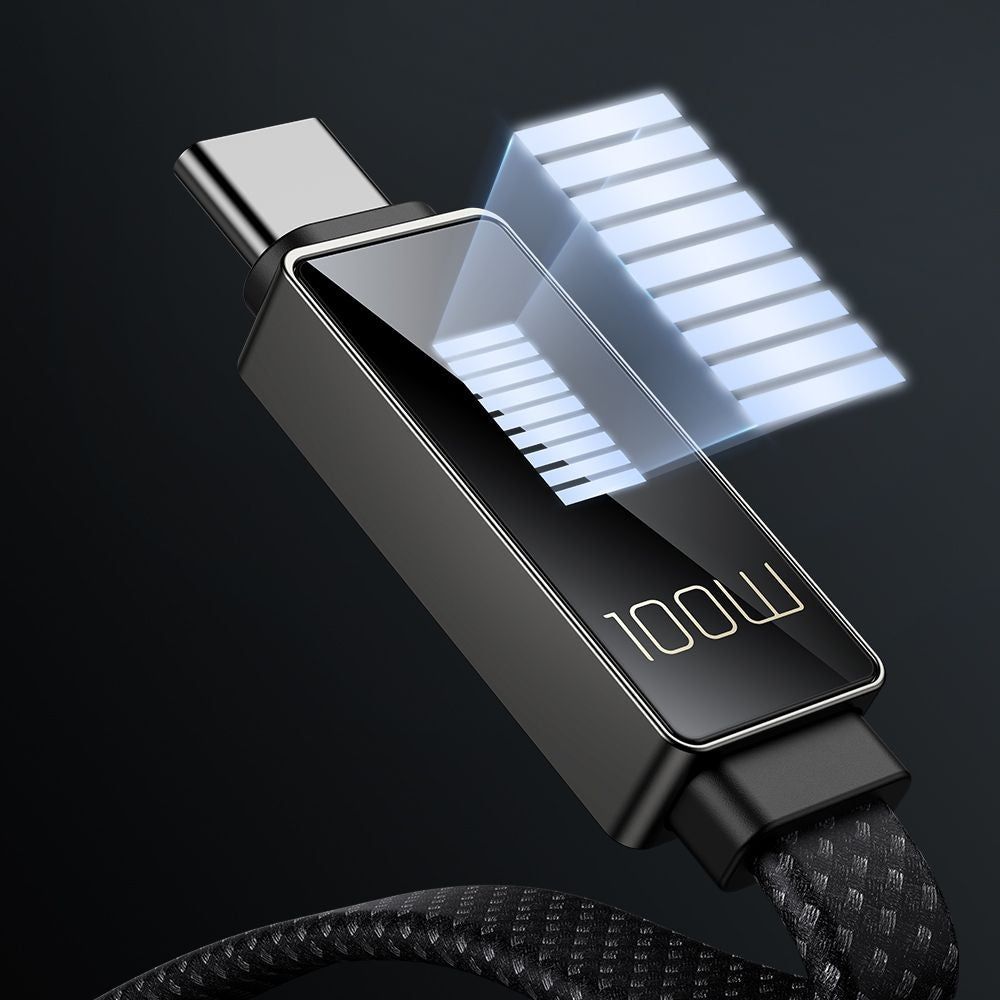 USB-C Data- en Oplaadkabel - USB-C McDodo CA-4470 Rythm Display, 100W, 1.2m, Zwart