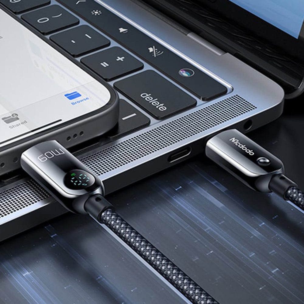 USB-C - USB-C McDodo CA-4780 Display Data- en Oplaadkabel, 60W, 1.2m, Zwart