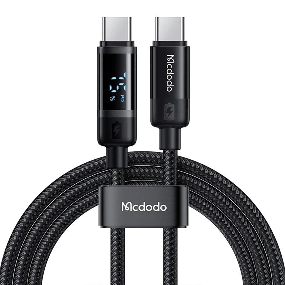 USB-C - USB-C Data- en Oplaadkabel McDodo CA-5780 Bat Display, 60W, 1.2m, Zwart