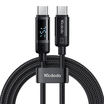 USB-C - USB-C Data- en Oplaadkabel McDodo CA-5780 Bat Display, 60W, 1.2m, Zwart