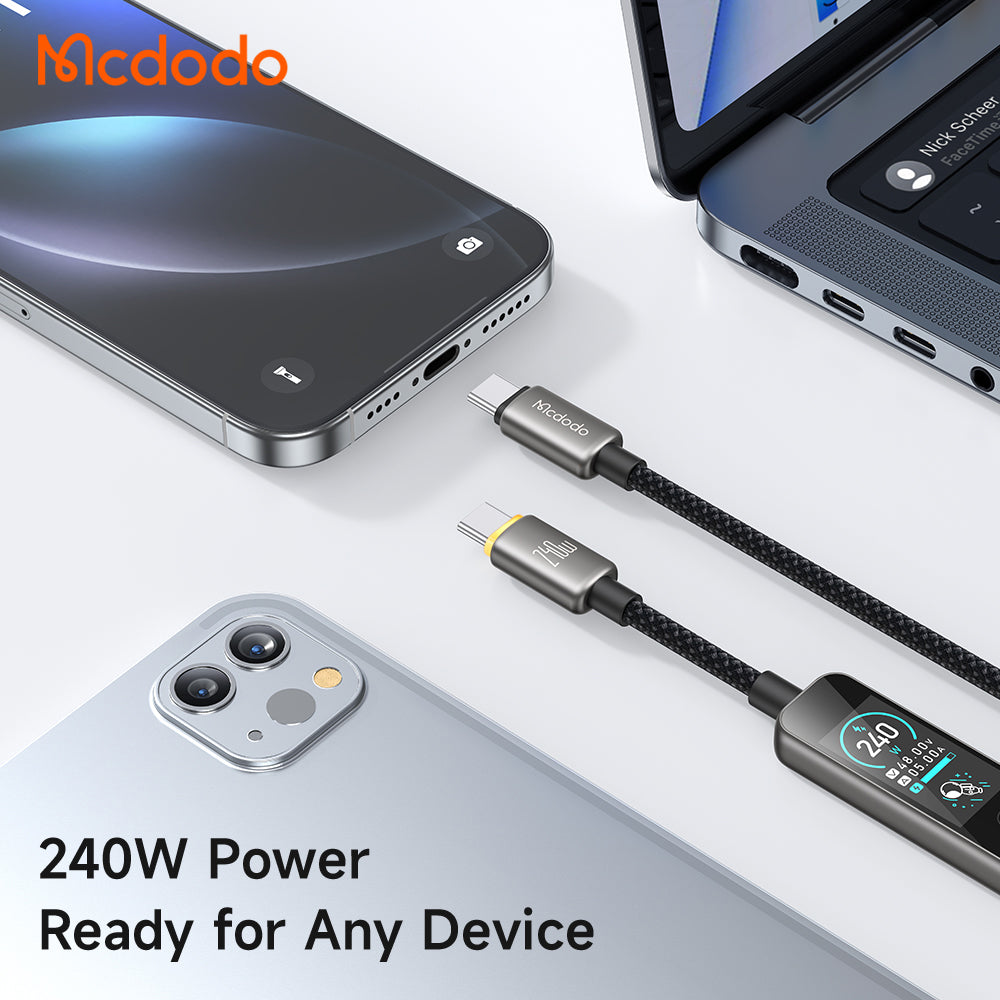 USB-C Data- en Oplaadkabel - USB-C McDodo CA-8750 Display, 240W, 1,2m, Zwart
