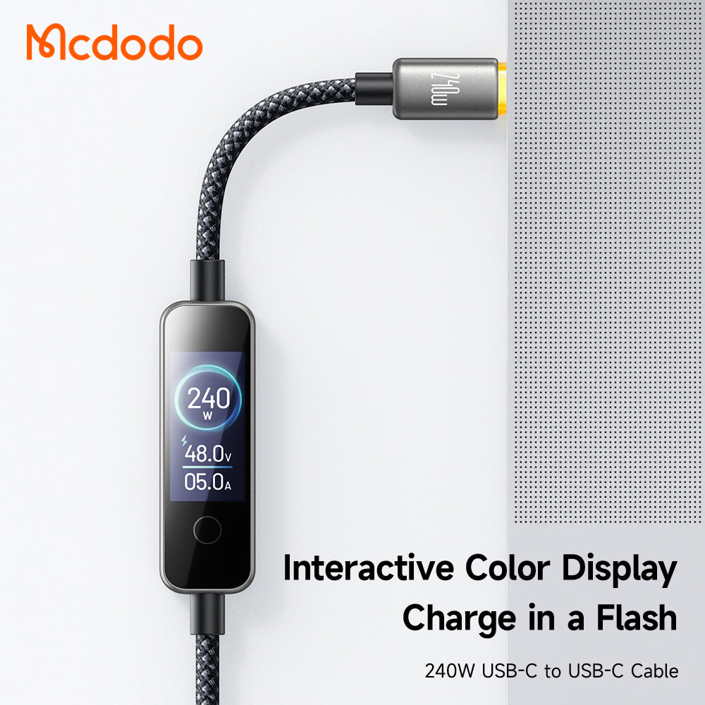 USB-C Data- en Oplaadkabel - USB-C McDodo CA-8750 Display, 240W, 1,2m, Zwart