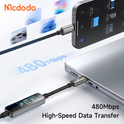 USB-C Data- en Oplaadkabel - USB-C McDodo CA-8750 Display, 240W, 1,2m, Zwart