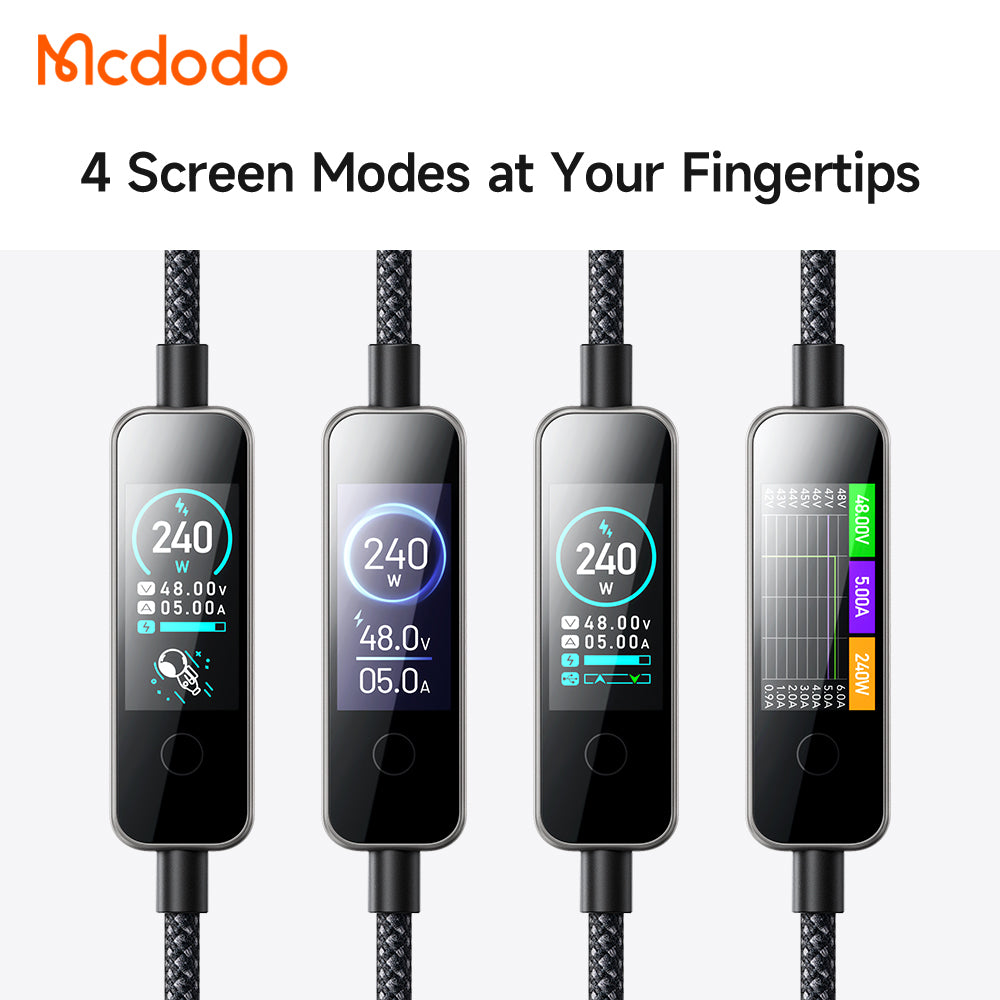 USB-C Data- en Oplaadkabel - USB-C McDodo CA-8750 Display, 240W, 1,2m, Zwart