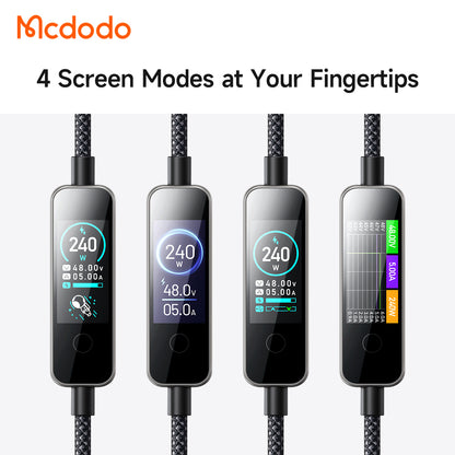 USB-C Data- en Oplaadkabel - USB-C McDodo CA-8750 Display, 240W, 1,2m, Zwart