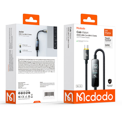 USB-C Data- en Oplaadkabel - USB-C McDodo CA-8750 Display, 240W, 1,2m, Zwart