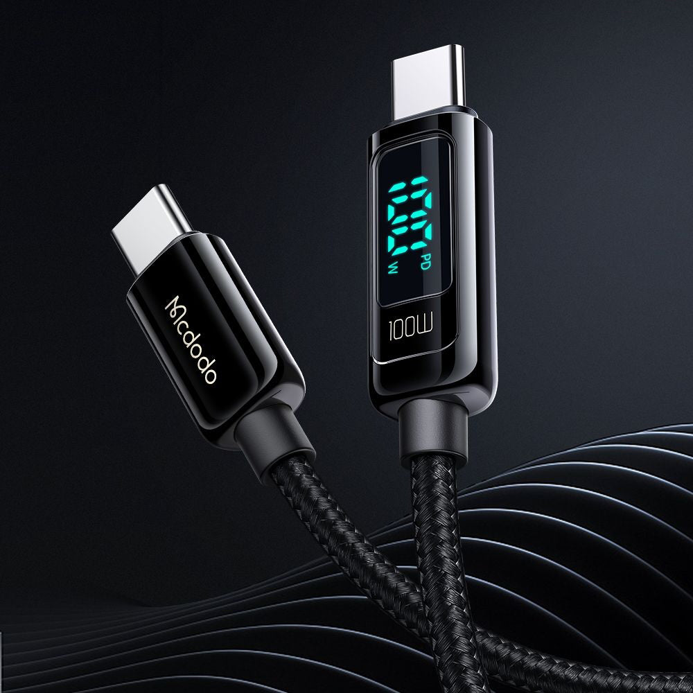 Data- en Oplaadkabel USB-C - USB-C McDodo CA-8820 Display, 100W, 1.2m, Zwart