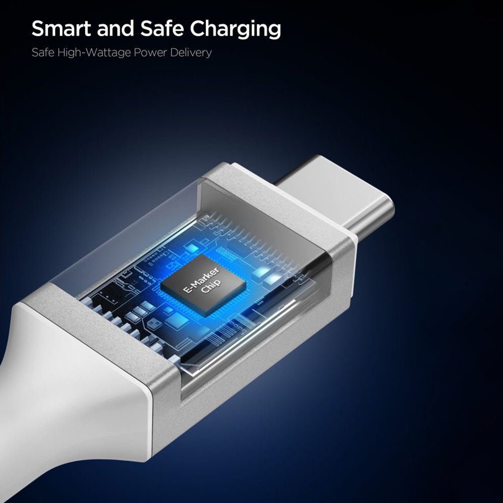 Data- en Oplaadkabel USB-C - USB-C Spigen EB10015CC, 100W, 1.5m, Wit ACA10420