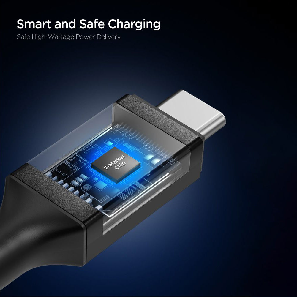 USB-C Data- en Oplaadkabel - USB-C Spigen EB24012CC, 240W, 1.2m, Zwart