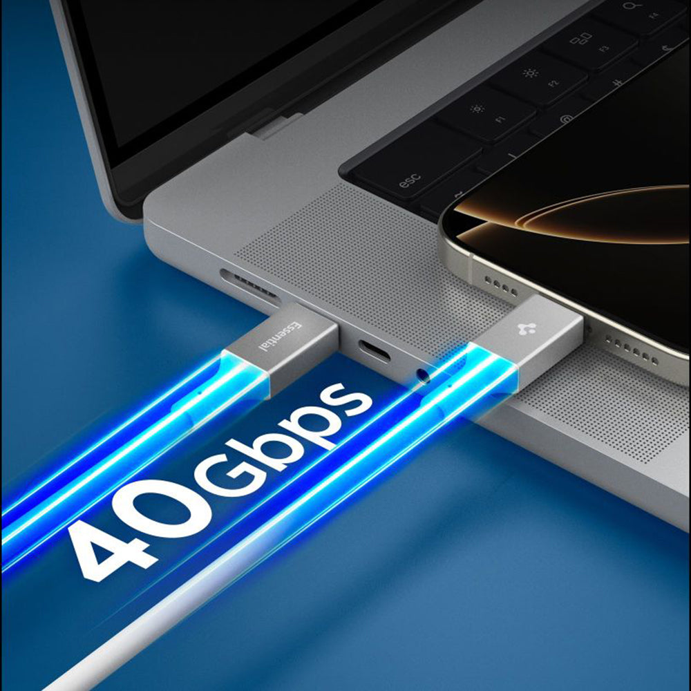 Data- en Oplaadkabel USB-C - USB-C Spigen EB24015CC, 240W, 1.5m, Wit ACA10422