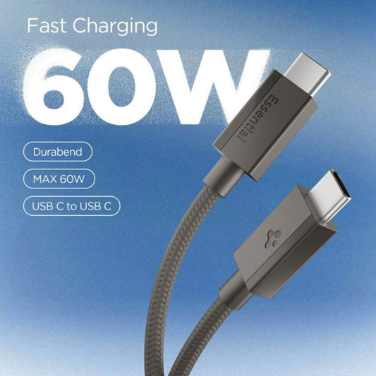 USB-C Data- en Oplaadkabel - USB-C Spigen EB6015CC, 60W, 1,5m, Grijs ACA10418