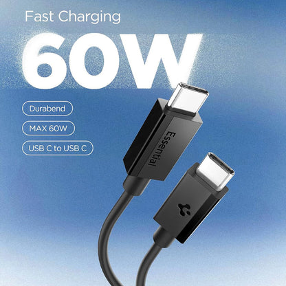 USB-C Data- en Oplaadkabel - USB-C Spigen EB6015CC, 60W, 1,5m, Zwart ACA10417