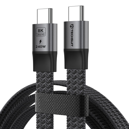 USB-C Data- en Oplaadkabel - USB-C Techsuit ElysiumSync Pro CX1, 240W, 1m, Grijs