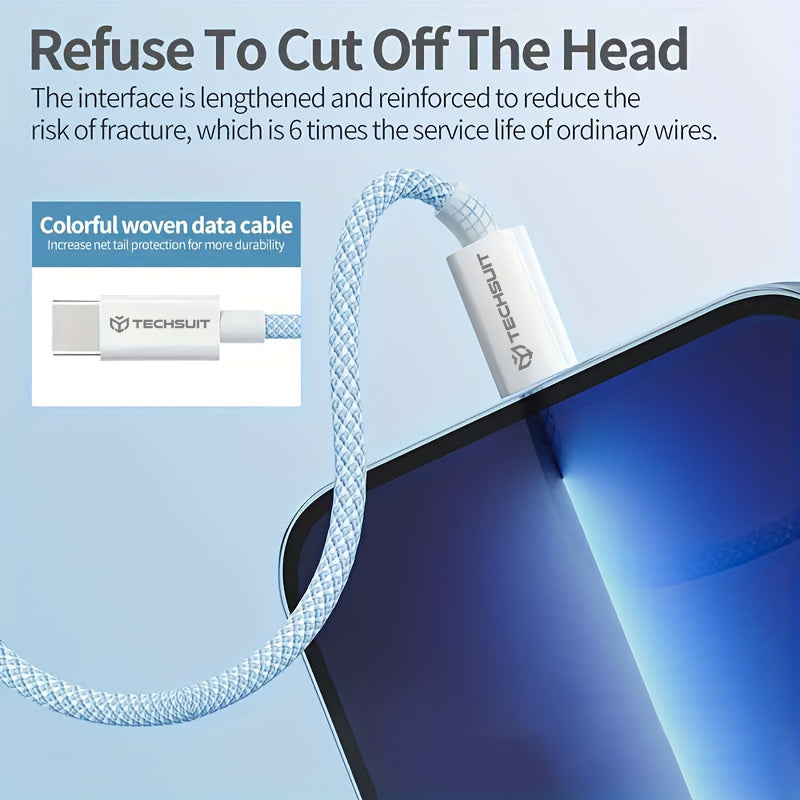 Data- en Oplaadkabel USB-C - USB-C Techsuit PCB114D, 60W, 1m, Zwart