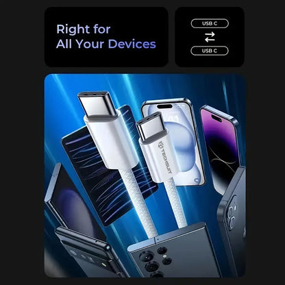 Data- en Oplaadkabel USB-C - USB-C Techsuit PCB114D, 60W, 1m, Roze