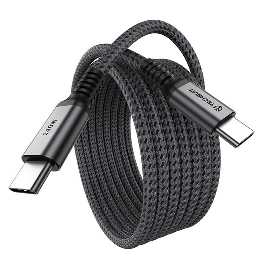 USB-C Data- en Oplaadkabel - USB-C Techsuit TitanSync Pro CX2, 240W, 1m, Grijs