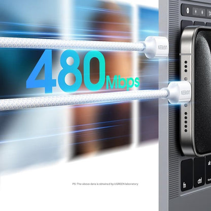 USB-C Data- en Oplaadkabel - USB-C UGREEN L501, 60W, 1m, Zwart