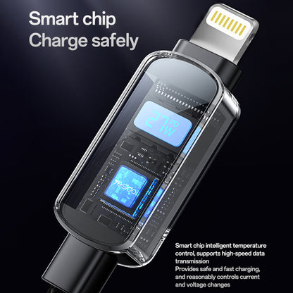 USB-C - USB-C Data- en Oplaadkabel Yesido CA180 Display, 27W, 1.2m, Zwart