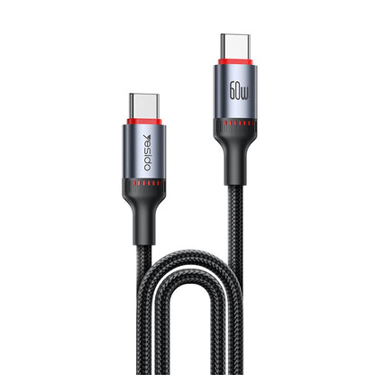 USB-C Data- en Oplaadkabel - USB-C Yesido CA181, 60W, 1.2m, Zwart
