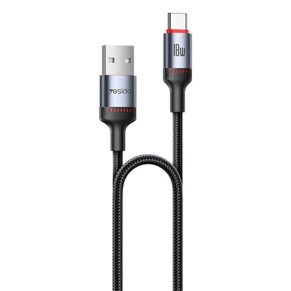 USB-C Data- en Oplaadkabel - USB-C Yesido CA183, 60W, 2m, Zwart
