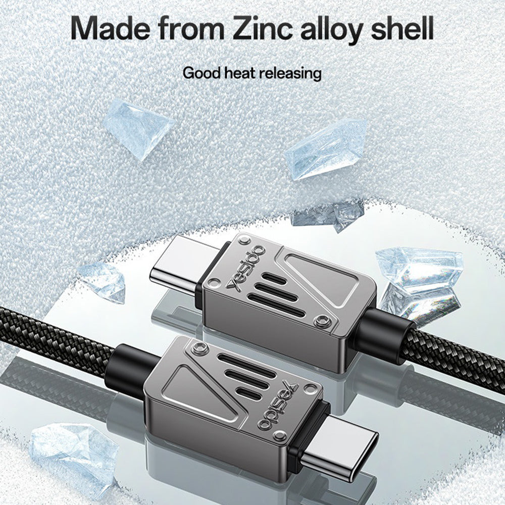 USB-C Data- en Oplaadkabel - USB-C Yesido CA196, 60W, 1.2m, Zwart