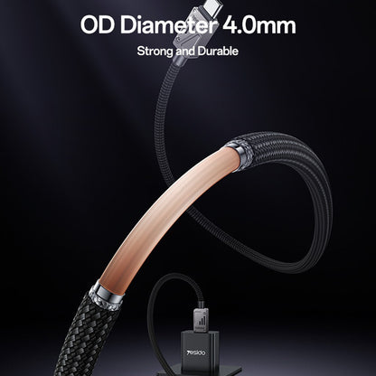 USB-C Data- en Oplaadkabel - USB-C Yesido CA196, 60W, 1.2m, Zwart