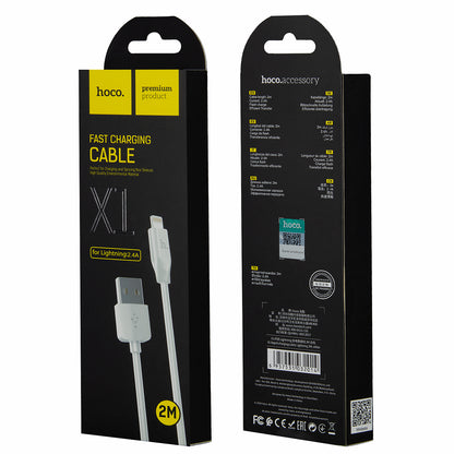 Data- en Oplaadkabel USB-A - Lightning HOCO Rapid X1, 18W, 2m, Wit