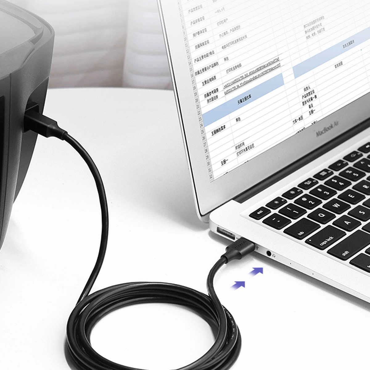 Printer Kabel UGREEN US135, USB-A - USB-B, 5m, Zwart