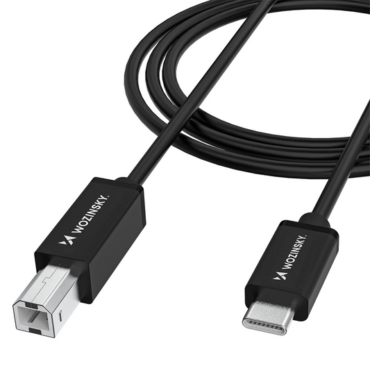 Printerkabel WZK WKDDY1S, USB-C - USB-B, 1m, Zwart