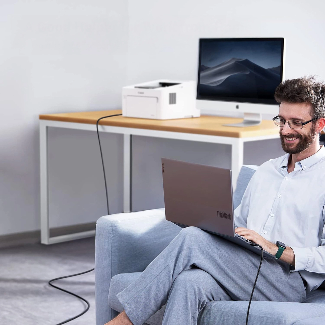 Printerkabel WZK WKDDY1S, USB-C - USB-B, 1m, Zwart