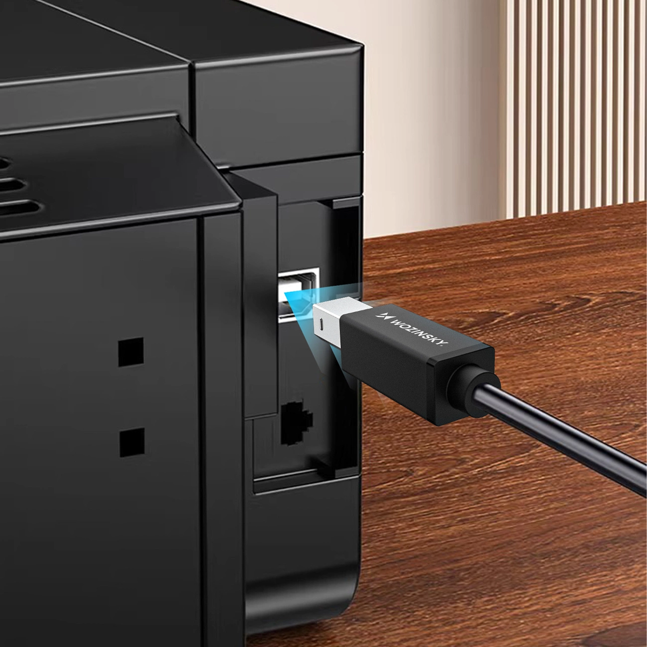 Printerkabel WZK WKDDY1S, USB-C - USB-B, 1m, Zwart