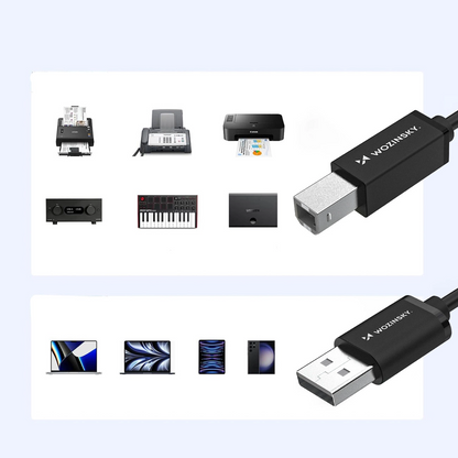 WZK WKDDY3S Printerkabel, USB-A - USB-B, 2m, Zwart
