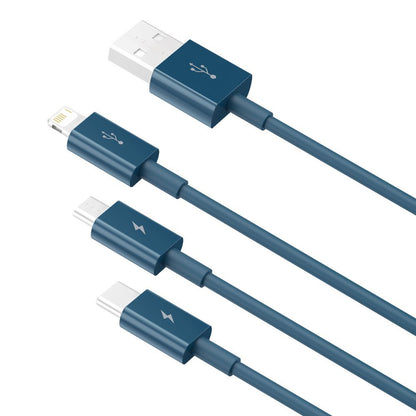 USB-A - Lightning / microUSB / USB-C Charging Cable Baseus Superior Series, 20W, 1.5m, Blue CAMLTYS-03