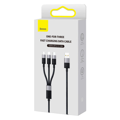 USB-A - Lightning / microUSB / USB-C Charging Cable Baseus StarSpeed, 18W, 1.2m, Black CAXS000001