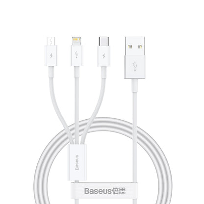 Oplaadkabel USB-A - Lightning / microUSB / USB-C Baseus Superior 3in1 Series, 20W, 1m, Wit P10320105221-00
